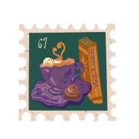 Bunny in a tea cup stamp.